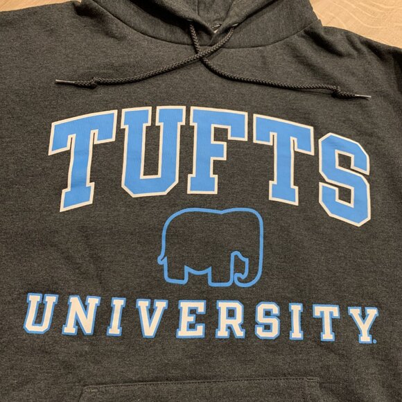 Champion Tufts University Jumbos Hoodie Men's Medium M Gray Sweatshirt Pullover - Picture 2 of 6